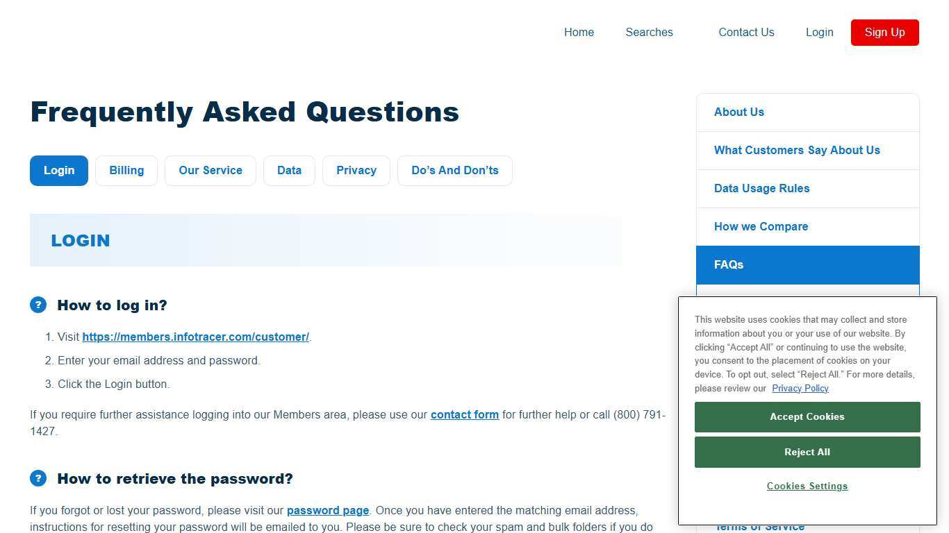 Frequently Asked Questions - InfoTracer.com