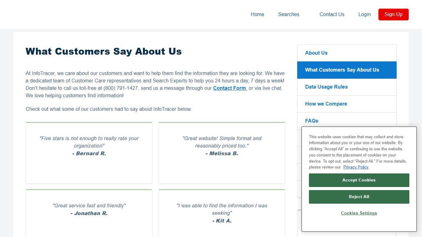 What Customers Say About Us - InfoTracer.com